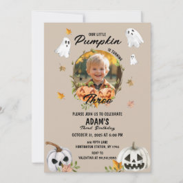 Little Pumpkin Halloween Birthday Photo Invitation 招待状