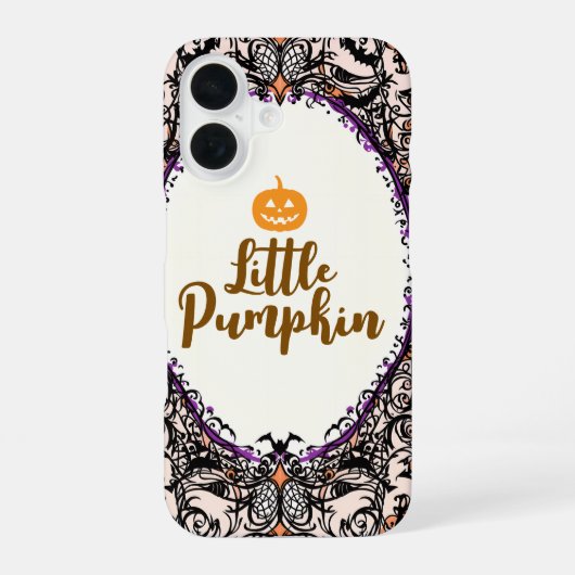 Little Pumpkin Halloween Design iPhone 16ケース (裏面)