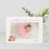 Little Pumpkin Has Arrived Fall Baby Announcement 案内状 (スタンド正面)