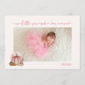Little Pumpkin Has Arrived Fall Baby Announcement 案内状 (正面)