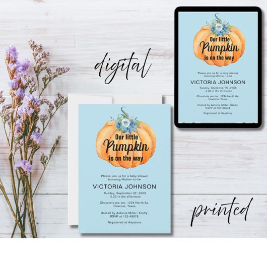 Little Pumpkin is on the way Baby Shower  招待状