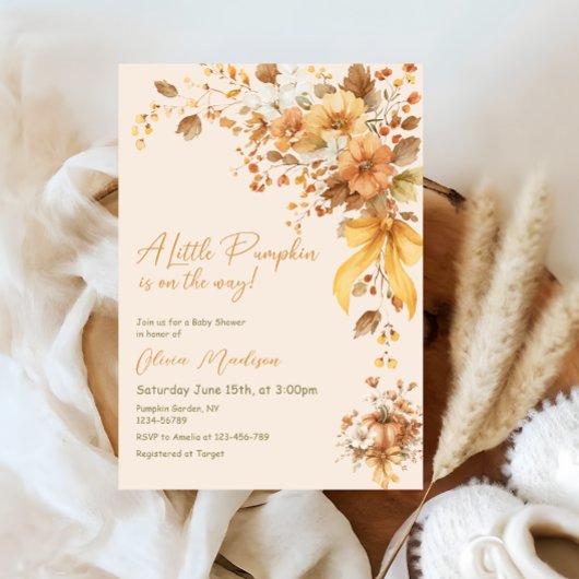 Little Pumpkin Is On The Way Baby Shower 招待状