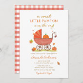 Little Pumpkin is on The Way Carriage Baby Shower 招待状 (正面/裏面)