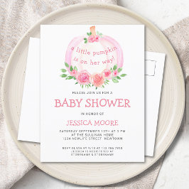 Little Pumpkin On Her Way Baby Shower インビテーションポストカード