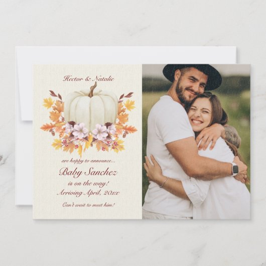 Little Pumpkin On The Way写真の発表 招待状 (正面)