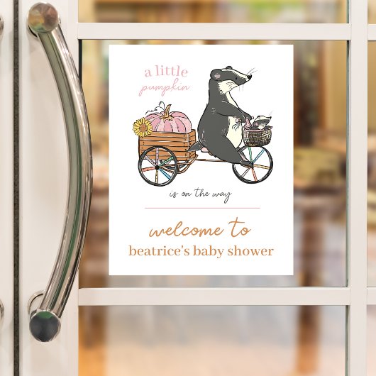 Little Pumpkin on the Way女の子の赤ちゃんシャワーへようこそ ウィンドウサイン