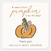 Little Pumpkin on the Way赤ちゃんシャワーありがとう スクエアシール (正面)