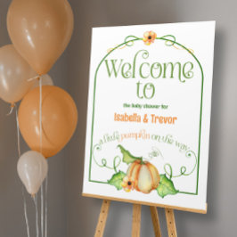 Little Pumpkin on the Way Baby Showerウェルカムサイン ポスター