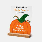 Little Pumpkin on the Way Baby Shower アクリルサイン (傾斜)