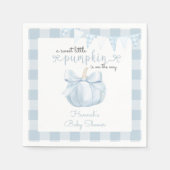 Little Pumpkin on the Way Blue Bow Baby Shower スタンダードカクテルナプキン (正面)