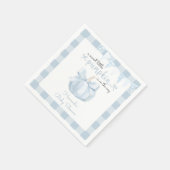 Little Pumpkin on the Way Blue Bow Baby Shower スタンダードカクテルナプキン (角)