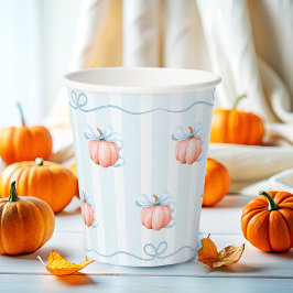 Little Pumpkin On The Way Blue Bow Baby Shower 紙コップ