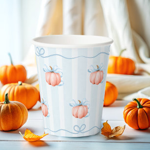 Little Pumpkin On The Way Blue Bow Baby Shower 紙コップ