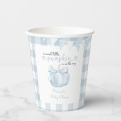 Little Pumpkin on the Way Blue Bow Baby Shower 紙コップ (正面)