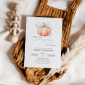 Little Pumpkin on the Way Blue Bow Boy Baby Shower 招待状