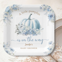 Little Pumpkin On the Way Blue Boy Baby Shower