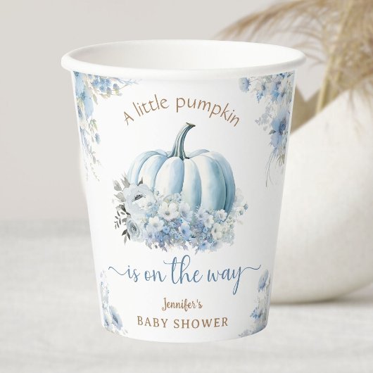 Little Pumpkin On the Way Blue Boy Baby Shower 紙コップ