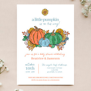 Little Pumpkin On the Way Boy Baby Shower 招待状