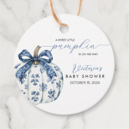 Little Pumpkin on the Way Boy Baby Shower Toile フェイバータグ