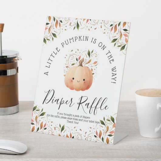 Little Pumpkin on the Way Fall Baby Diaper Raffle 台座サイン (インサイチュ)