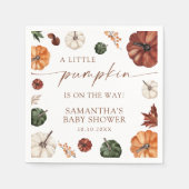 Little Pumpkin On The Way Fall Baby Shower スタンダードカクテルナプキン (正面)