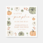 Little Pumpkin On The Way Fall Baby Shower スタンダードカクテルナプキン (正面)