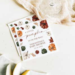 Little Pumpkin On The Way Fall Baby Shower スタンダードカクテルナプキン