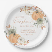Little Pumpkin On The Way Fall Baby Shower ペーパープレート (正面)
