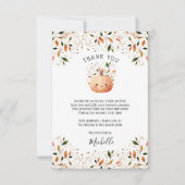 Little Pumpkin on the Way Fall Floral Baby Shower サンキューカード (正面)