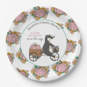 Little Pumpkin on the Way Girl Baby Shower ペーパープレート (正面)