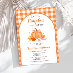 Little Pumpkin On The Way Girl Baby Shower 招待状
