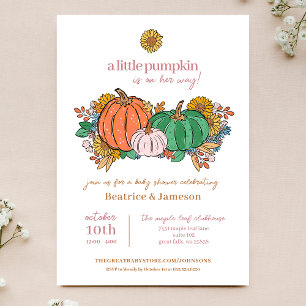 Little Pumpkin On the Way Girl Baby Shower 招待状