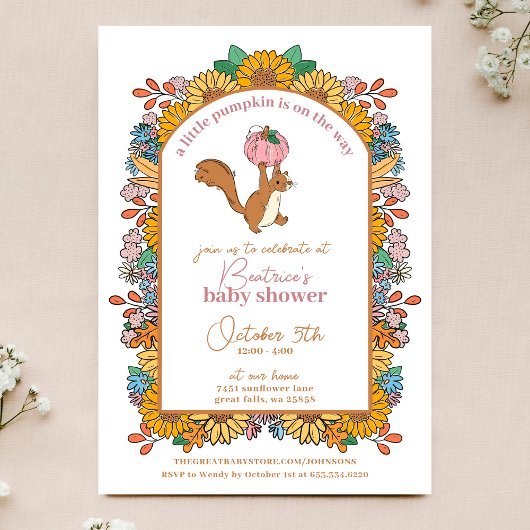 Little Pumpkin on the Way Girl Baby Shower 招待状