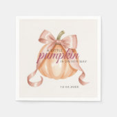 Little Pumpkin on the Way Pink Bow Baby Shower スタンダードカクテルナプキン (正面)