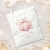 Little Pumpkin on the Way Pink Bow Baby Shower フェイバーバッグ (クリップ留めされた状態)
