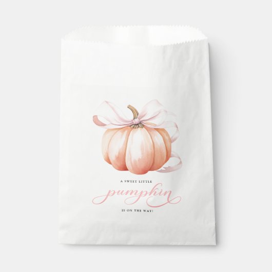 Little Pumpkin on the Way Pink Bow Baby Shower フェイバーバッグ (正面)