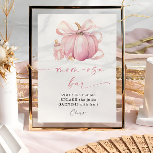Little Pumpkin on the Way Pink Bow Baby Shower ポスター