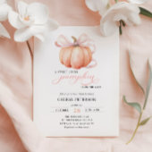 Little Pumpkin on the Way Pink Bow Baby Shower 招待状
