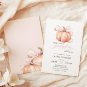Little Pumpkin on the Way Pink Bow Baby Shower 招待状