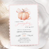 Little Pumpkin on the Way Pink Bow Baby Shower 招待状