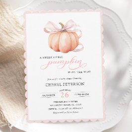 Little Pumpkin on the Way Pink Bow Baby Shower 招待状