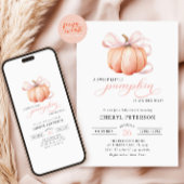 Little Pumpkin on the Way Pink Bow Baby Shower 招待状