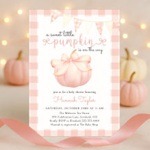 Little Pumpkin on the Way Pink Bow Baby Shower