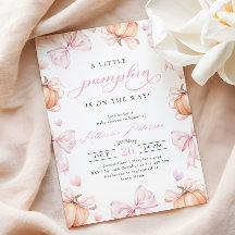 Little Pumpkin on the Way Pink Bow Baby Shower