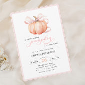 Little Pumpkin on the Way Pink Bow Baby Shower 招待状