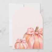 Little Pumpkin on the Way Pink Bow Baby Shower 招待状 (裏面)