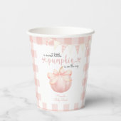 Little Pumpkin on the Way Pink Bow Baby Shower 紙コップ (裏面)