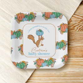 Little Pumpkin on the Way Pink Boy Baby Shower ペーパープレート