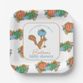 Little Pumpkin on the Way Pink Boy Baby Shower ペーパープレート (正面)