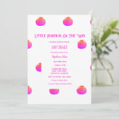 Little Pumpkin On The Way Pink Girl Baby Shower 招待状 (スタンド正面)